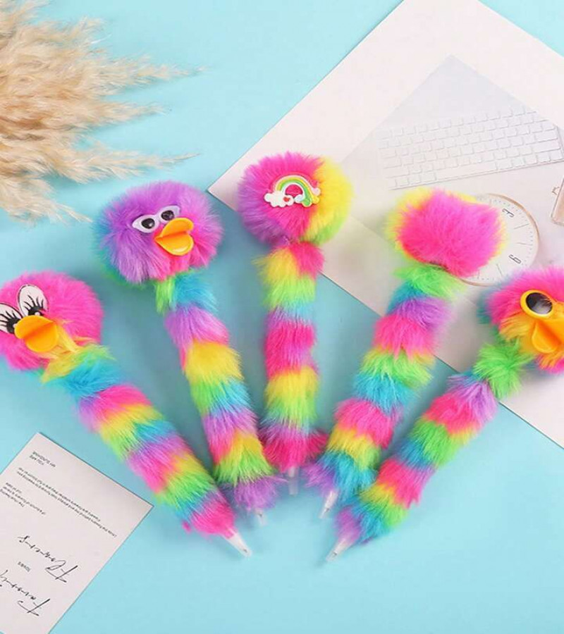 1pcs Random Color Plush Cartoon Ballpoint Pen, Creative Office Stationery Only299