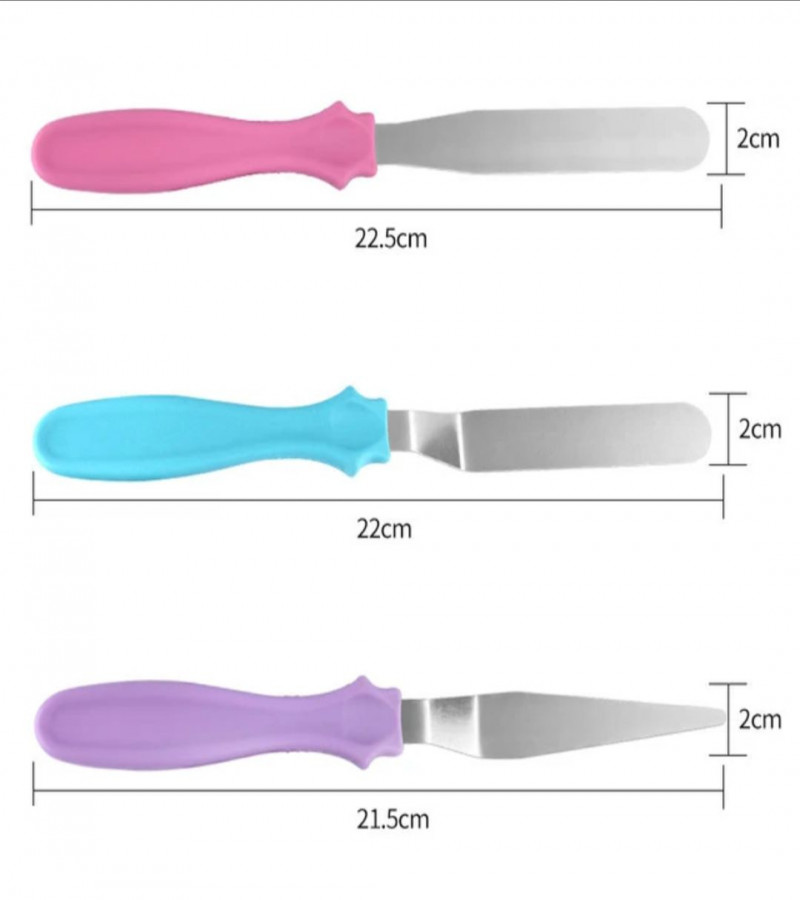 3 pieces set of stainless steel spatula palette knife lcing pastry kitchen tool cake knife size 10 inches