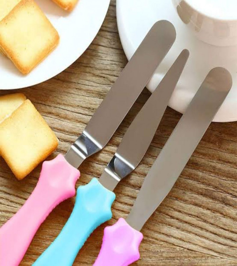 3 pieces set of stainless steel spatula palette knife lcing pastry kitchen tool cake knife size 10 inches