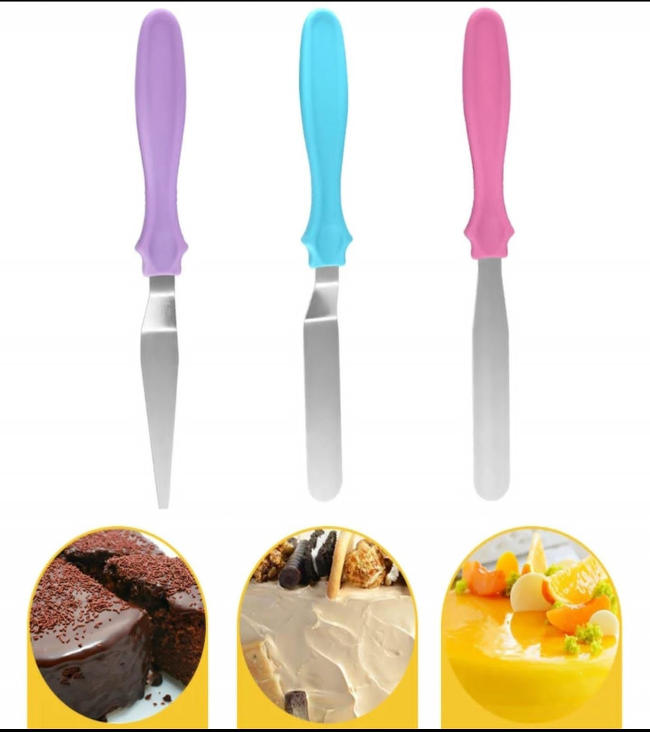 3 pieces set of stainless steel spatula palette knife lcing pastry kitchen tool cake knife size 10 inches