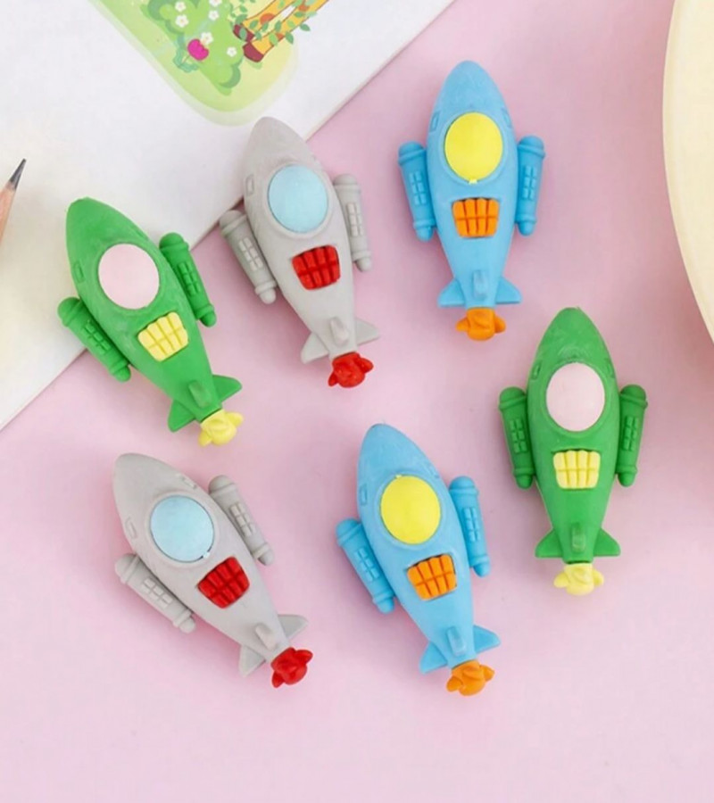 3D Cute Cartoon Shape Rubber Pencil Erasers, School Stationery for Kids, Boys Girls, Birthday Return Gifts (Aeroplane)