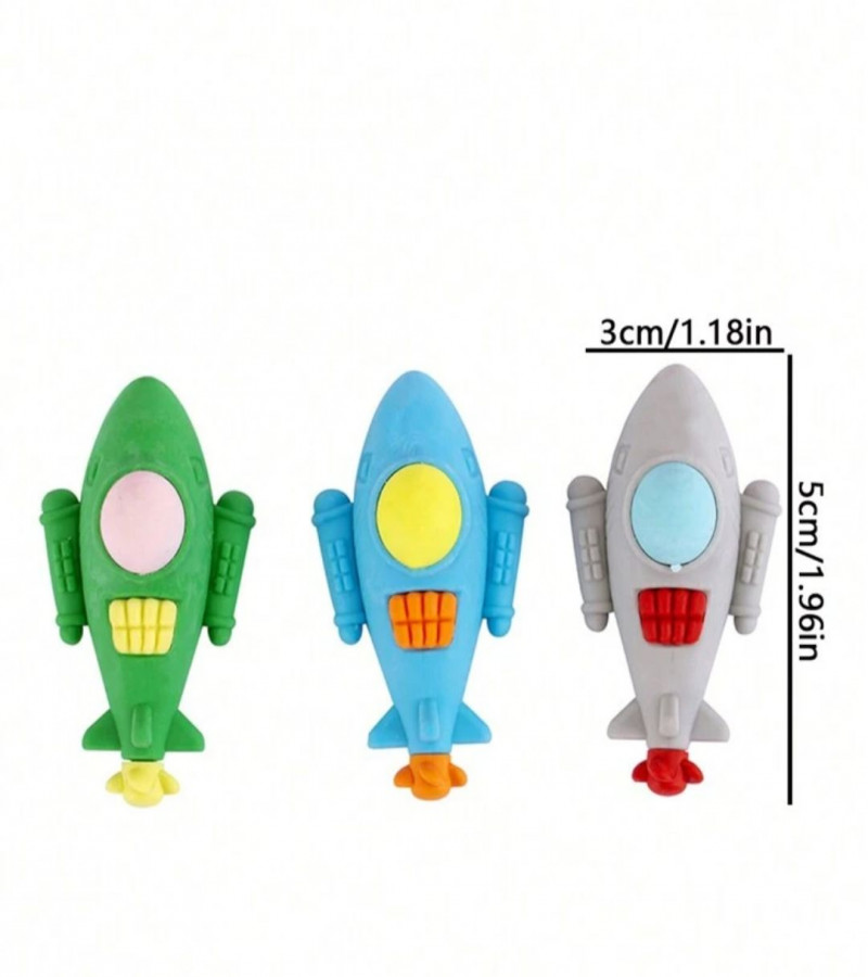 3D Cute Cartoon Shape Rubber Pencil Erasers, School Stationery for Kids, Boys Girls, Birthday Return Gifts (Aeroplane)