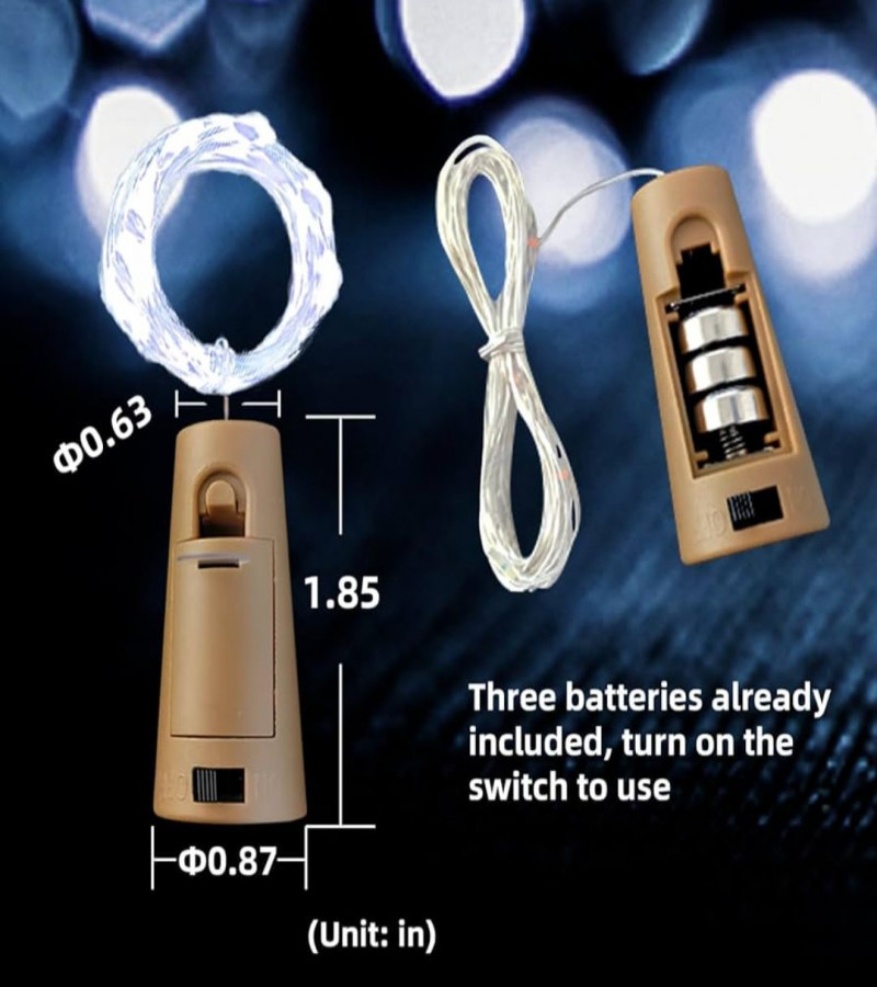 Bottle Lights String with Stopper Cork 20 LED Fairy Light Battery Operated Lights for Parties Wedding