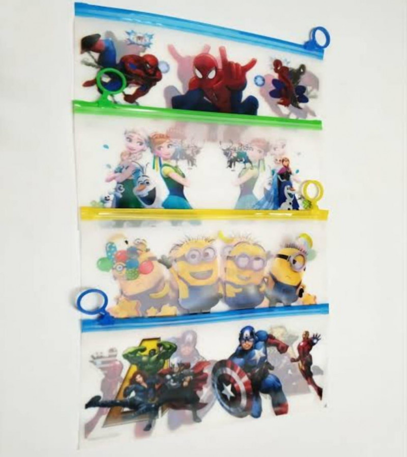 CHOT DEALS NO1.Cool Cartoon Print Transparent Pen Pencil Pouch For Boy And Girls, Clear Stationery Storage Zipper Bags For School & Collegeonly 89