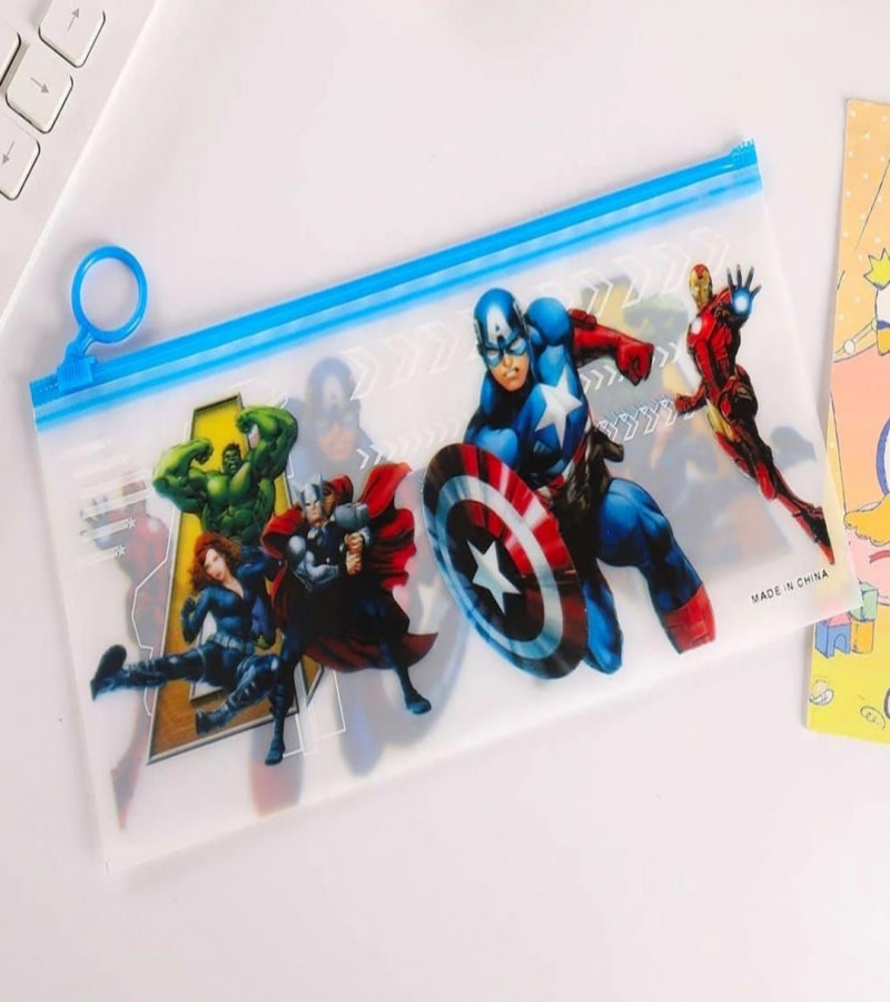 CHOT DEALS NO1.Cool Cartoon Print Transparent Pen Pencil Pouch For Boy And Girls, Clear Stationery Storage Zipper Bags For School & Collegeonly 89