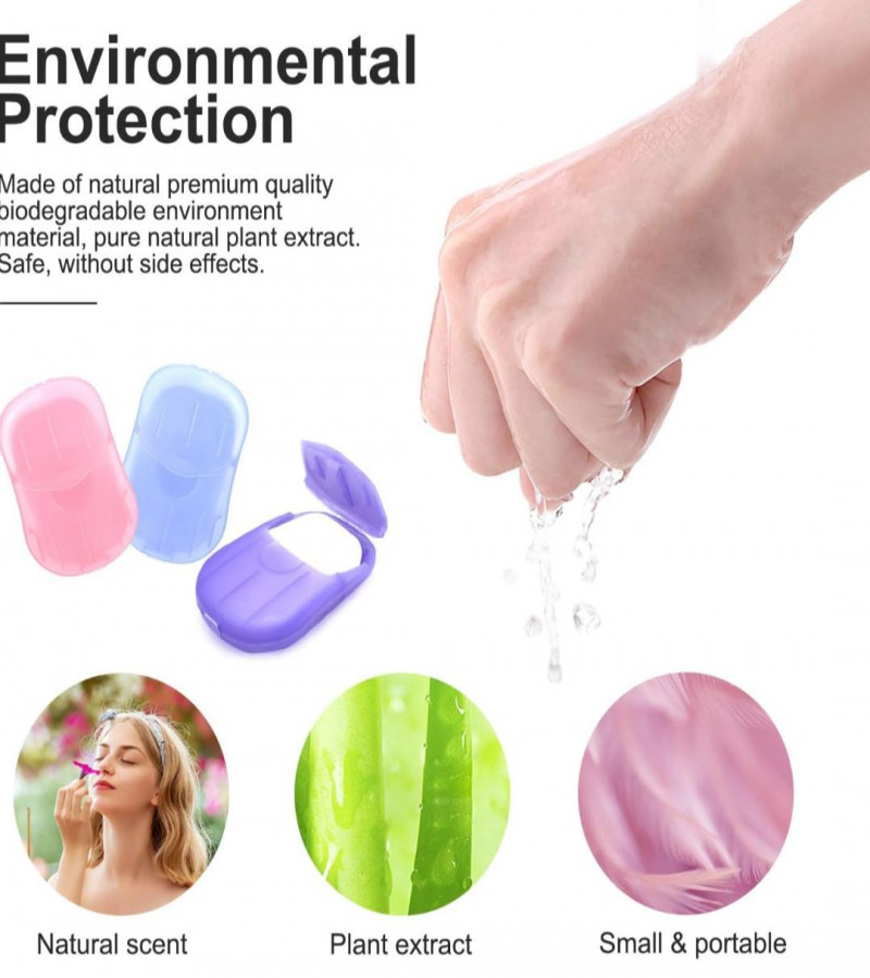 Disposable soap Piece Portable Travel soap Box Travel Hand Washing Piece Cleaning 20 Pieces soap total of 10 boxes, a total of 200 Sheets）(Multicolor)