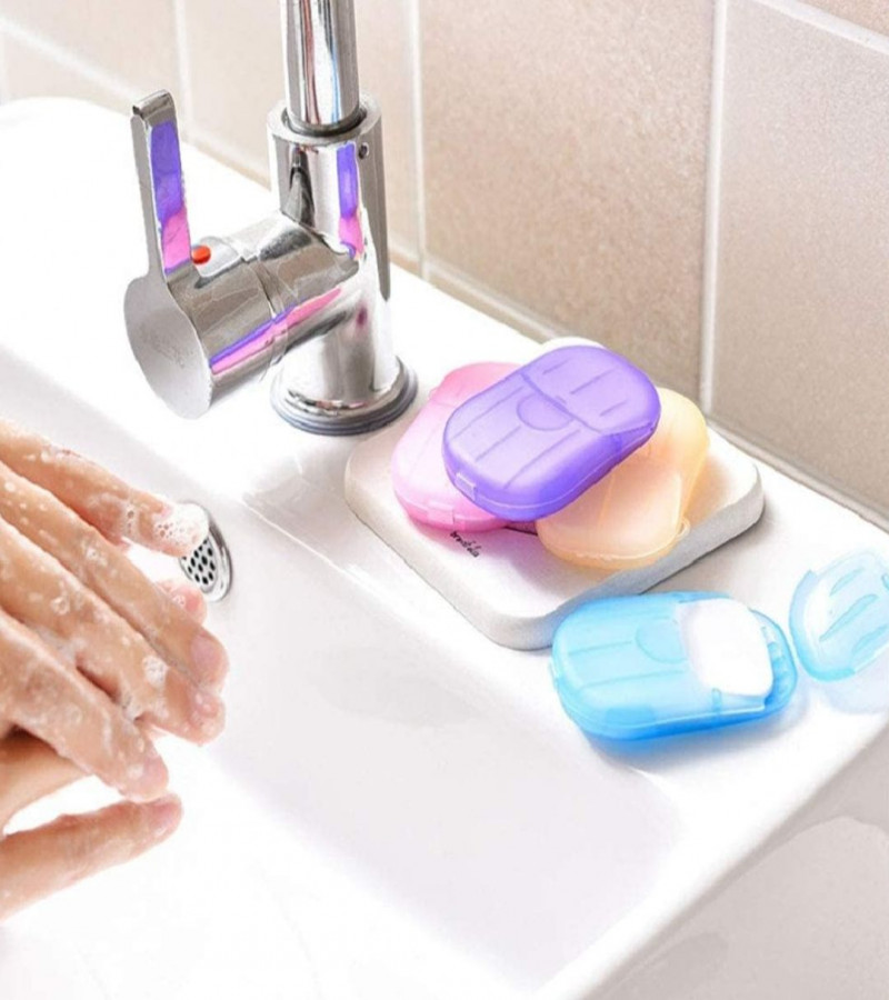 Disposable soap Piece Portable Travel soap Box Travel Hand Washing Piece Cleaning 20 Pieces soap total of 10 boxes, a total of 200 Sheets）(Multicolor)