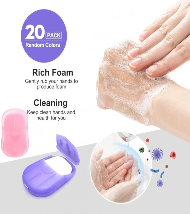 Disposable soap Piece Portable Travel soap Box Travel Hand Washing Piece Cleaning 20 Pieces soap total of 10 boxes, a total of 200 Sheets）(Multicolor)