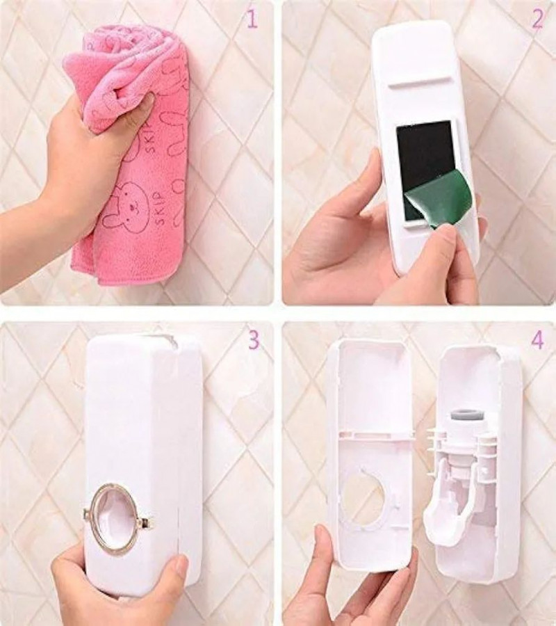 HOT DAEL NO1.Automatic Toothpaste Dispenser Wall Mounted Toothpaste Squeezer for Kids & Adult Hands Free Plastic Dust Proof Toothpaste Dispenser