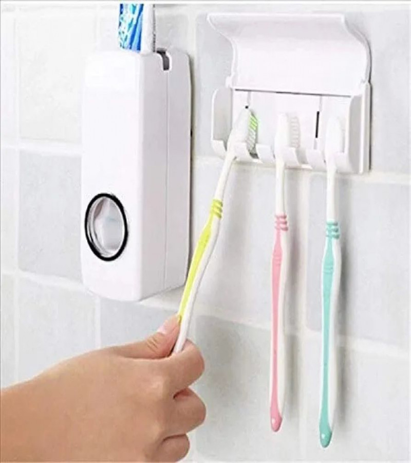 HOT DAEL NO1.Automatic Toothpaste Dispenser Wall Mounted Toothpaste Squeezer for Kids & Adult Hands Free Plastic Dust Proof Toothpaste Dispenser