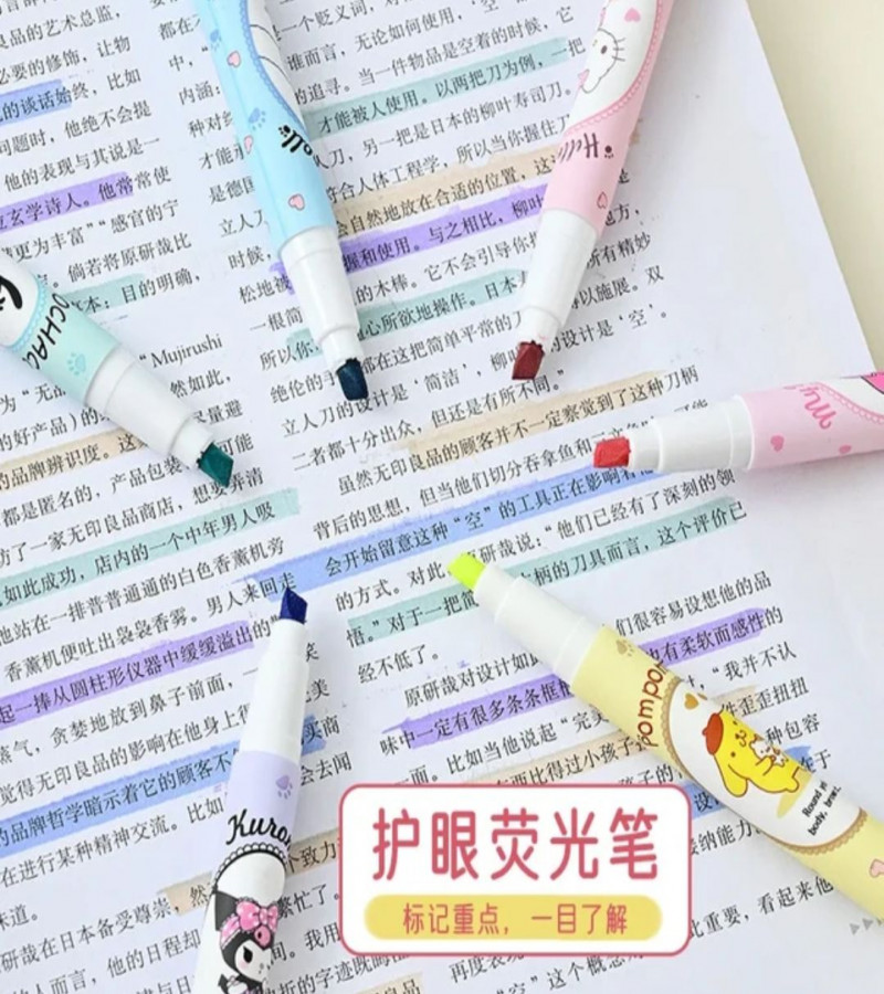 HOT DEAL NO 1 6pcs/set Sanrio Cinnamon Highlighter High value colour pochacco pen school supplies gifts highlighter pen,highlighters stationary