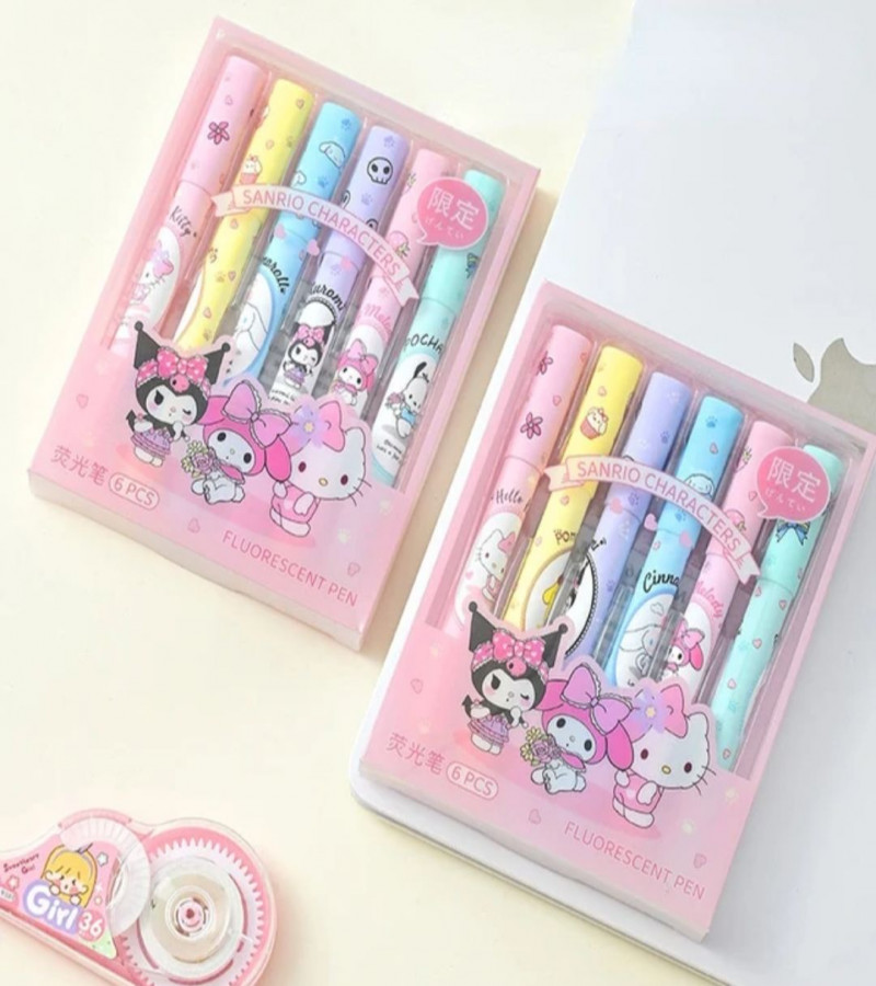HOT DEAL NO 1 6pcs/set Sanrio Cinnamon Highlighter High value colour pochacco pen school supplies gifts highlighter pen,highlighters stationary