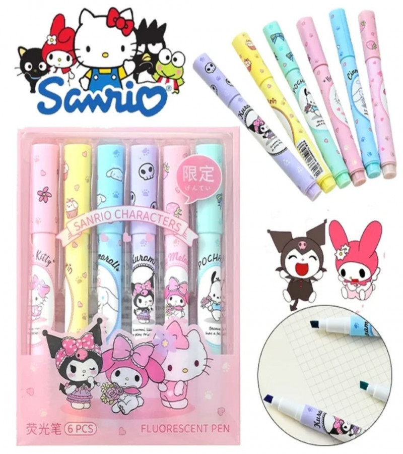 HOT DEAL NO 1 6pcs/set Sanrio Cinnamon Highlighter High value colour pochacco pen school supplies gifts highlighter pen,highlighters stationary