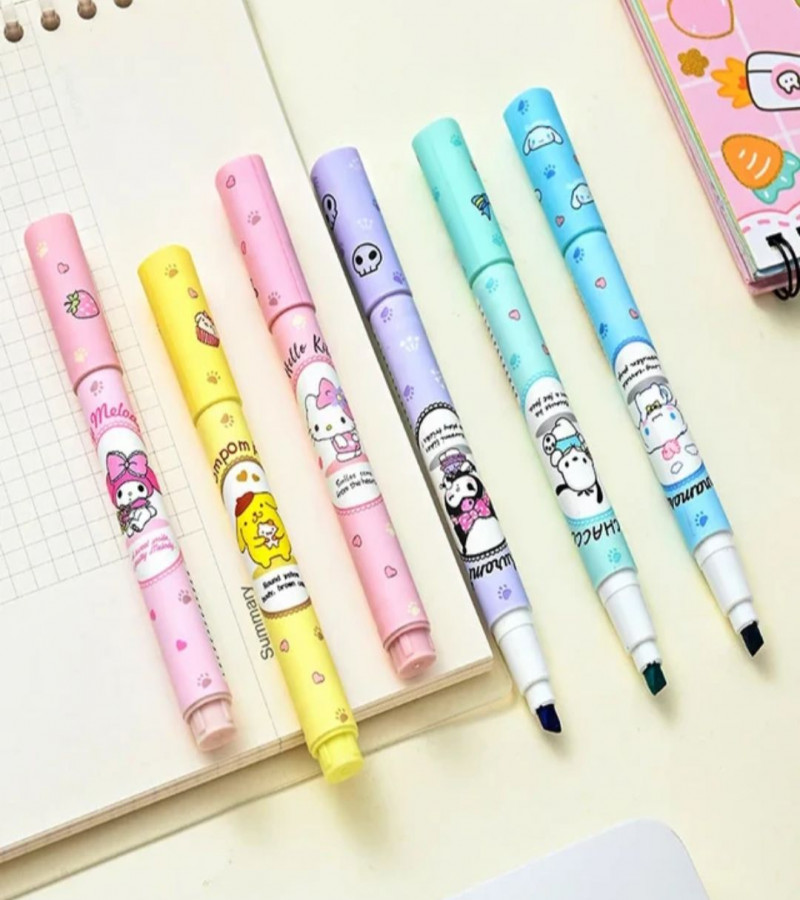 HOT DEAL NO 1 6pcs/set Sanrio Cinnamon Highlighter High value colour pochacco pen school supplies gifts highlighter pen,highlighters stationary