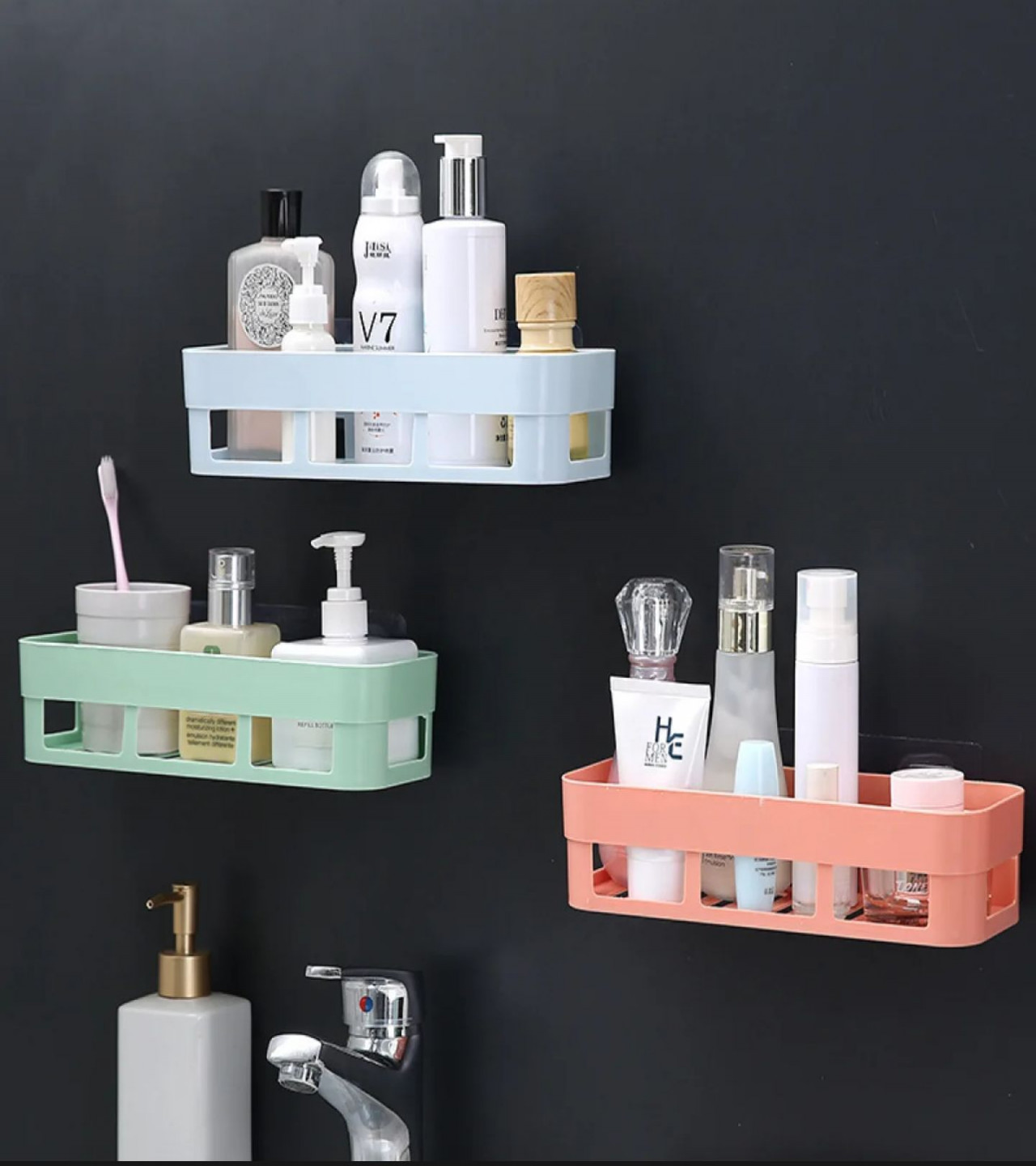 HOT DEAL NO 1 . Bathroom Storage Rectangular Rack Organizer No Drill for Shower Soap Shampoo Holder Toilet Accessories