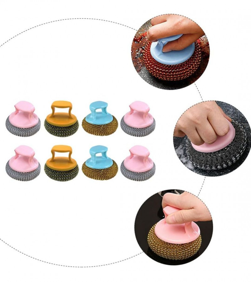 HOT DEAL NO 1 Kitchen Scrub Brush Long Handle Kitchen Steel Wool Scrubber for Dishes Pot Pan Iron Skillet Sink Brushes Random Color