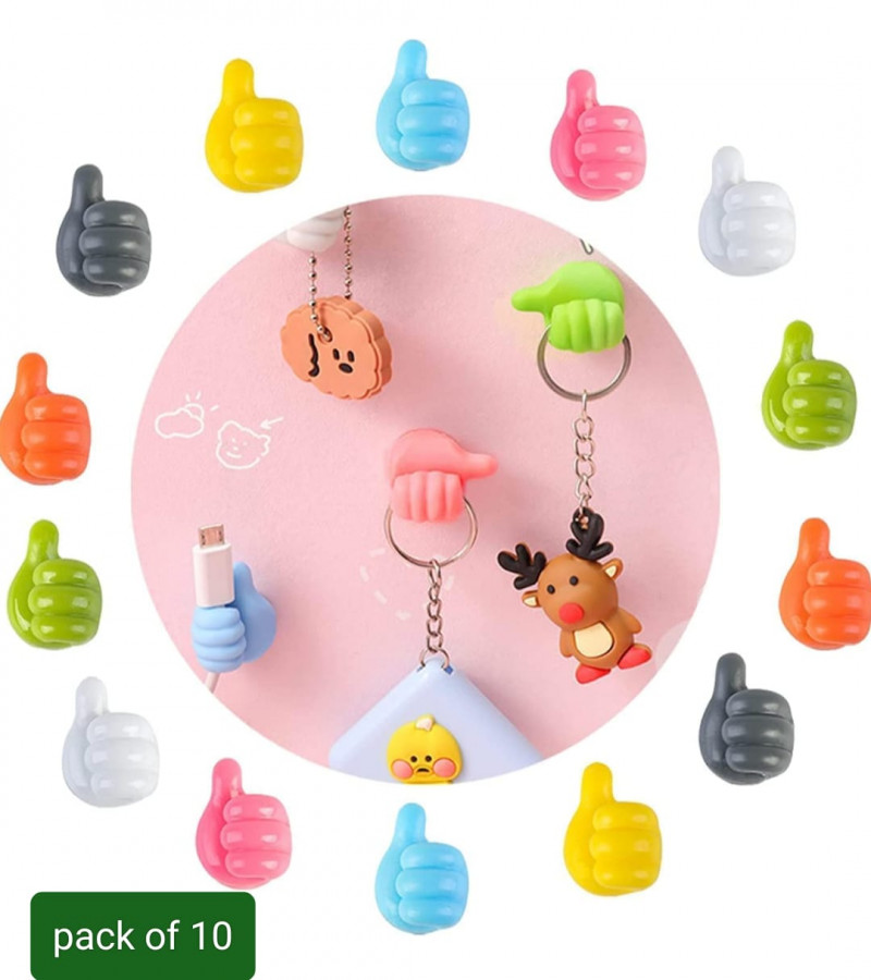 hot deal no 1 Pack of 10 Thumb Hook Creative Cute Data Cable Wire Storage Fixed Cable Organizer No Trace Sticky Hook