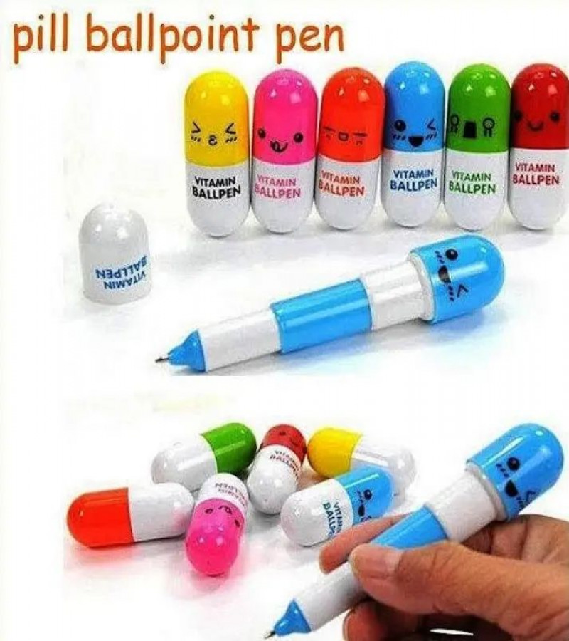 HOT DEAL NO 1.Cute Smiling Face Pill Ball Point Pen Cute Smiling Face Pen - Fun & Functional Ball Point Pen for School, Office & Personal Use