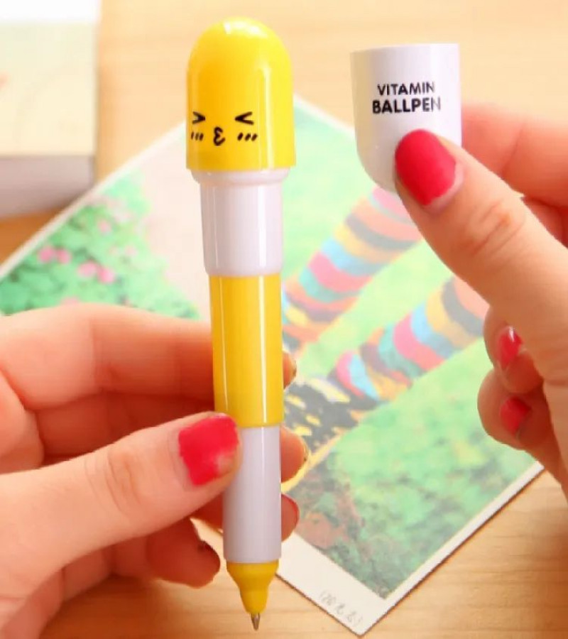 HOT DEAL NO 1.Cute Smiling Face Pill Ball Point Pen Cute Smiling Face Pen - Fun & Functional Ball Point Pen for School, Office & Personal Use