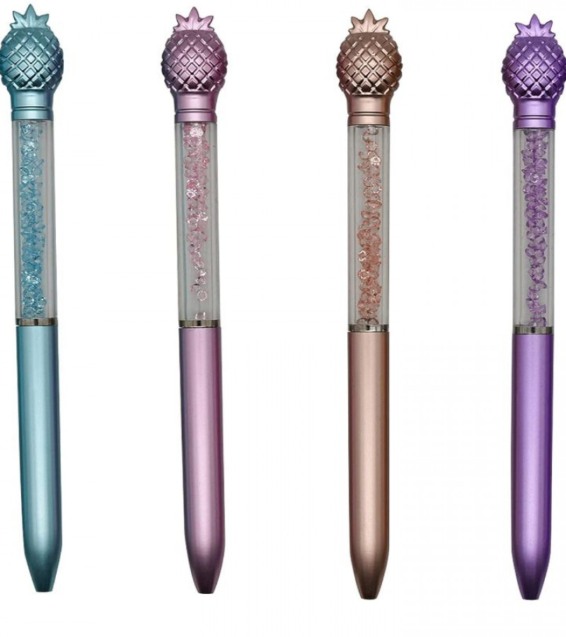 HOT DEAL NO 1.Pineapple Crystal Bling Ballpoint Pen Retractable Fruit Gem Quicksand Pens Black Ink for Girls School Office Supplies