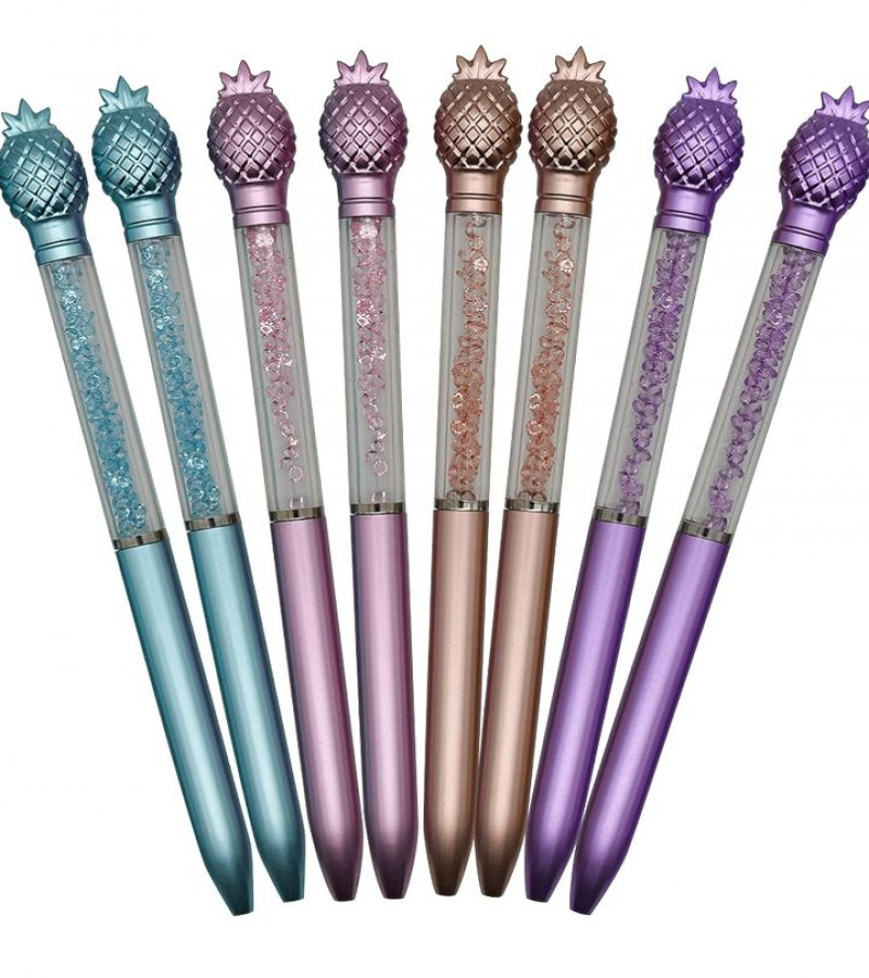HOT DEAL NO 1.Pineapple Crystal Bling Ballpoint Pen Retractable Fruit Gem Quicksand Pens Black Ink for Girls School Office Supplies