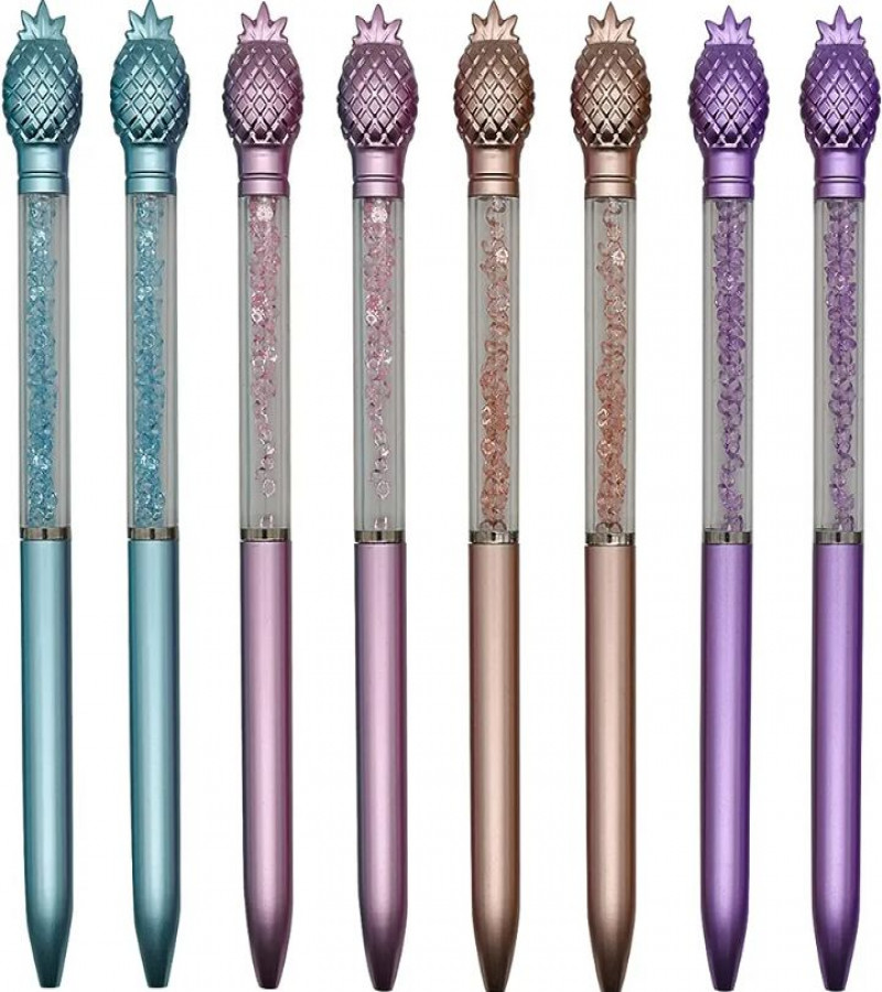 HOT DEAL NO 1.Pineapple Crystal Bling Ballpoint Pen Retractable Fruit Gem Quicksand Pens Black Ink for Girls School Office Supplies