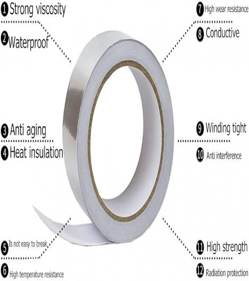 HOT DEAL NO1.Aluminium Tape Heat Resistant Aluminium Adhesive Tapes Aluminium Tape Self-Adhesive Aluminium Tape Air Conditioning Tape for Sealing