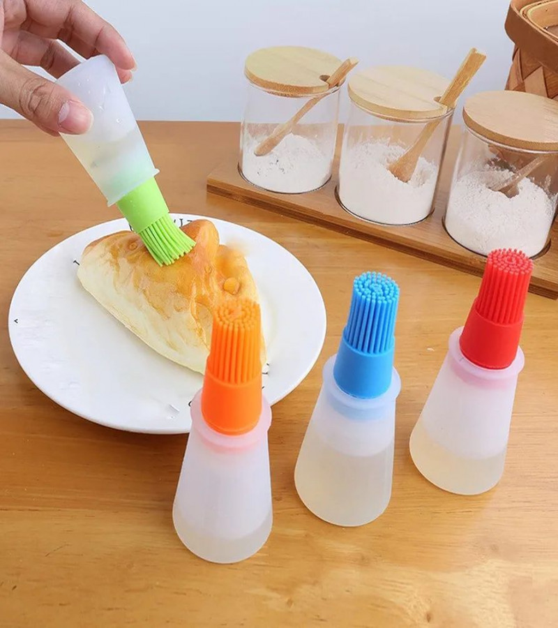 HOT DEAL NO1.Cooking Oil Dispenser 1 Pcs Portable Silicone Oil Bottle with Brush Grill Oil Brushes Liquid Oil Pastry Kitchen