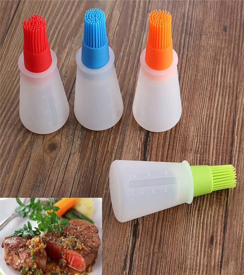 HOT DEAL NO1.Cooking Oil Dispenser 1 Pcs Portable Silicone Oil Bottle with Brush Grill Oil Brushes Liquid Oil Pastry Kitchen
