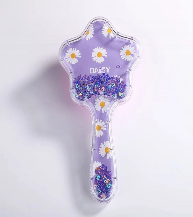 HOT DEAL NO1.Flowers Detangler Hair Brush, Star Shape Detangling Hair Comb Christmas Princess Glitter Comb Hairbrush Massage Scalp No Pain