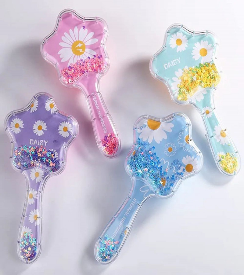 HOT DEAL NO1.Flowers Detangler Hair Brush, Star Shape Detangling Hair Comb Christmas Princess Glitter Comb Hairbrush Massage Scalp No Pain