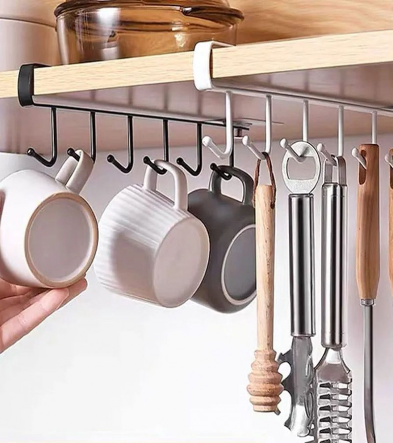 HOT DEAL NO1.Hooks Hooks Storage Hooks Shelf Wardrobe Cabinet Metal Under Shelves Mug Cup Hanger Bathroom Kitchen Hanging Rack