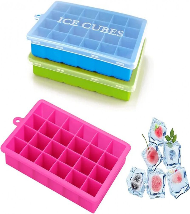 HOT DEAL NO1.Ice Cube Tray, 1 Pack Silicone Mini Ice Cube Molds, Silicone Mini Ice Cube Mold, 24 Cube per Silicone Small Ice Mold, Easier to Release