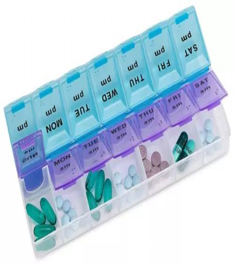 HOT DEAL NO1.Large Compartment Pill Box 7 Day Medicine Storage Organizer Container Case AM PM ONLY 399