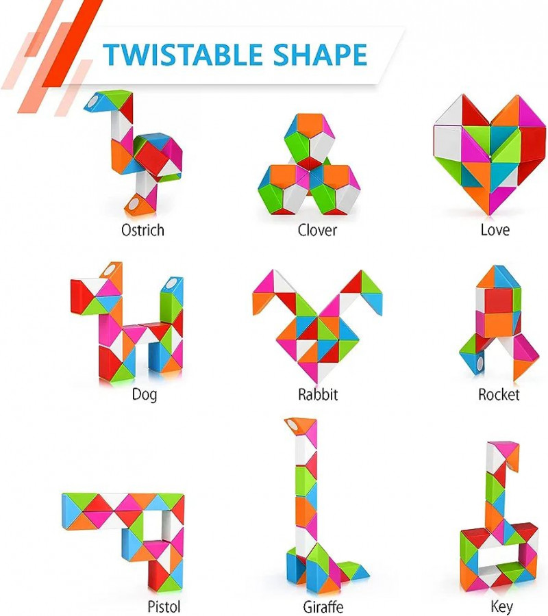 HOT DEAL NO1.Magic Snake Puzzle Games for Adults Children Speed Cube 3D IQ Toy Rubik's Cube 24 Blocks Puzzle Games Vistoso Magic