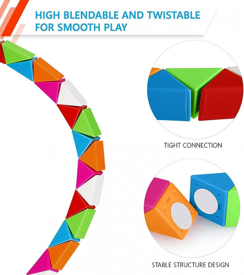 HOT DEAL NO1.Magic Snake Puzzle Games for Adults Children Speed Cube 3D IQ Toy Rubik's Cube 24 Blocks Puzzle Games Vistoso Magic