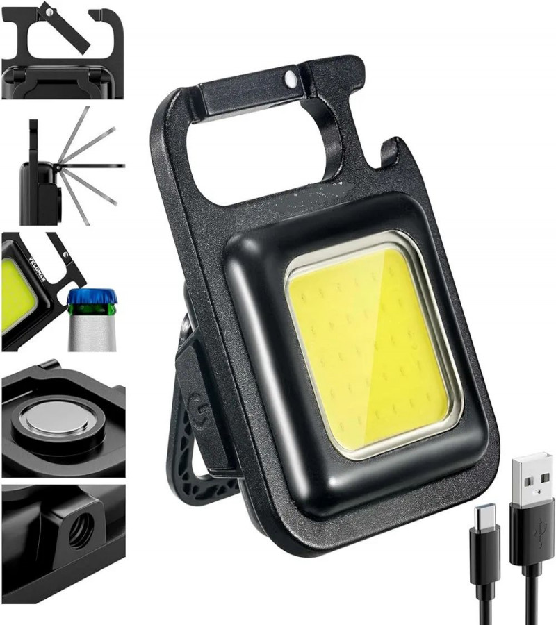 HOT DEAL NO1.Multifunction Keychain Led Light with Bottle Opener, Magnetic Base and Folding Bracket Mini Cob 500 lumens
