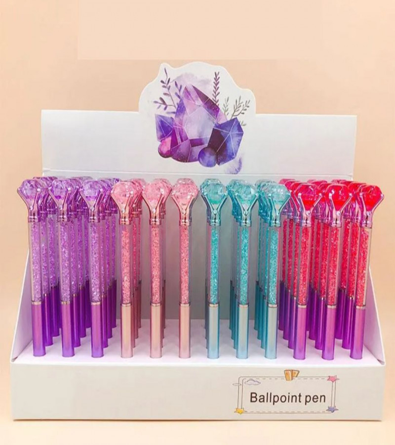 HOT DEAL NO1.Pastel Holographic Diamond Topper Ballpoint Pen | smudge proof | quick dry | Refillable Twist Pen | 0.5 MM Tip | Blue Ink