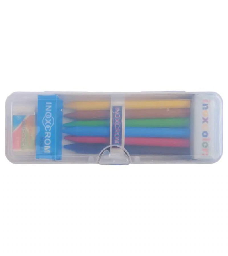 HOT DEAL NO1.Premium Pack of 6 Crayons and Erasser with High-Quality Pencil Case | Vibrant Colors for Creative Expressiononly 299