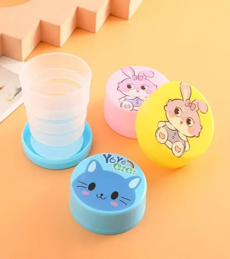 HOT DEAL,NO1.100ML Folding Cup With Lid Portable Reusable Plastic Water Cup Cartoon Collapsible Mouthwash Travel Outdoor Drinking Cup only 99