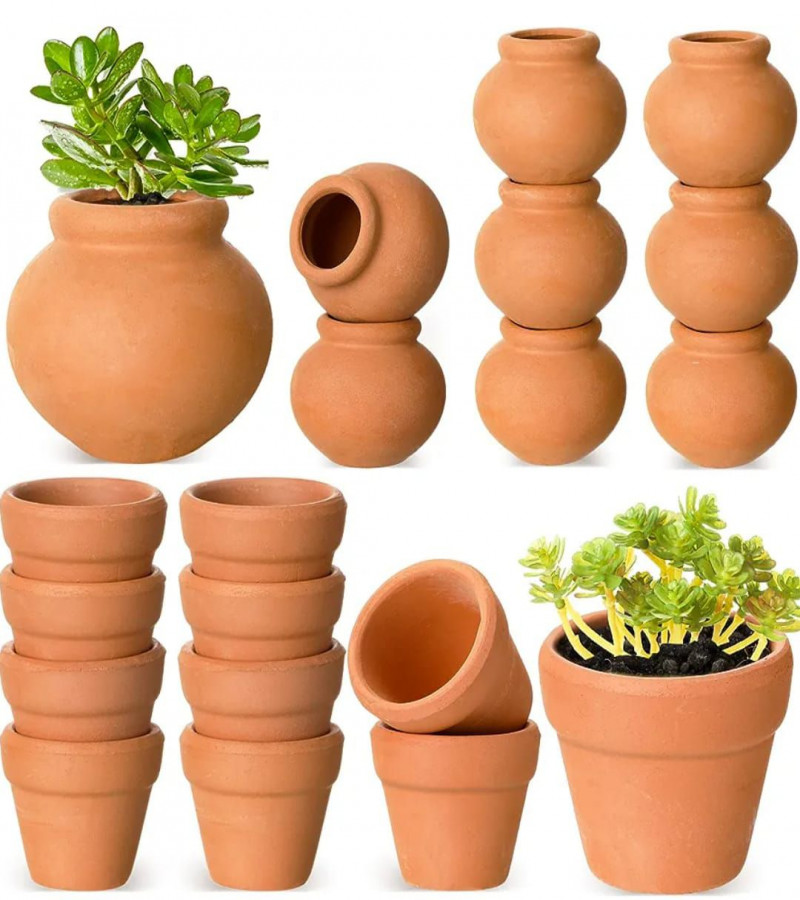 HOT DEALS NO1. 3 PcSmall Mini Clay Pots 3 pcs Terracotta Pot Clay Ceramic Pottery Planter,Cactus Flower Nursery Terra Cotta Pots, with Drainage Hole