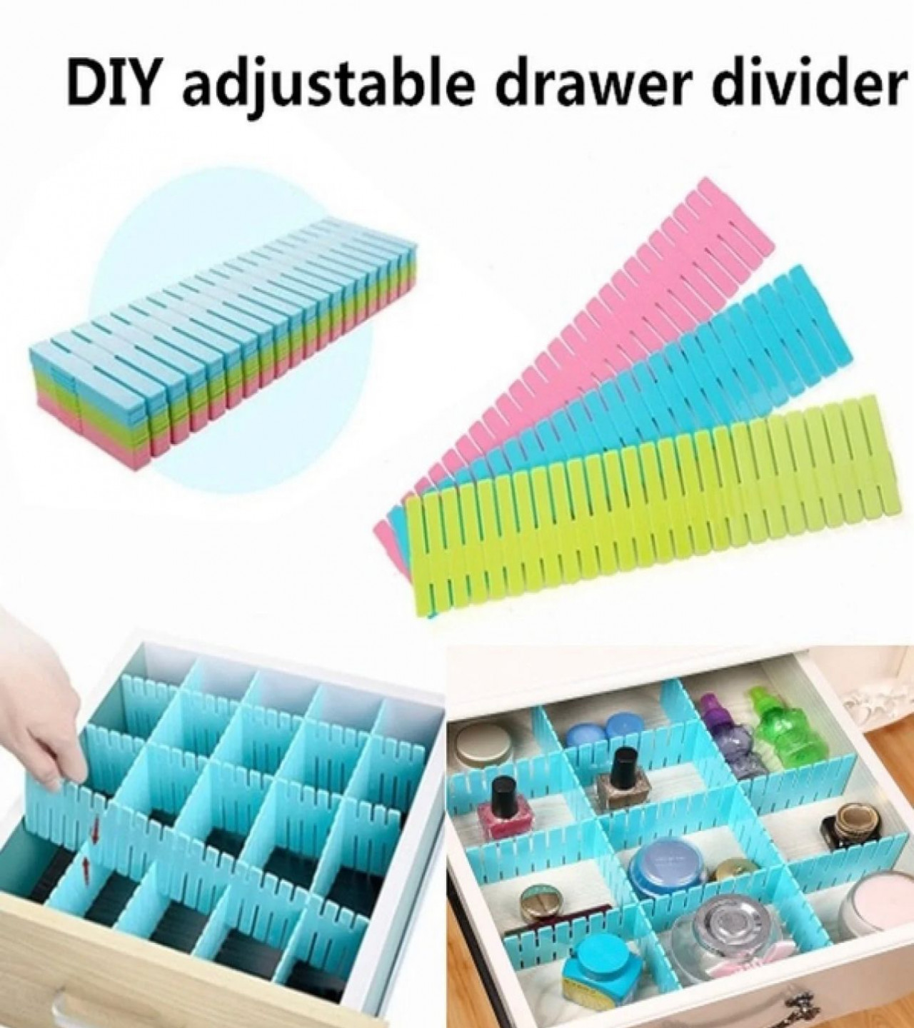 HOT DEALs no1 Drawer Organizer Adjustable stretch interlocking drawers. clapboard dividers. Grid closet sorting partition. plastic strips separator