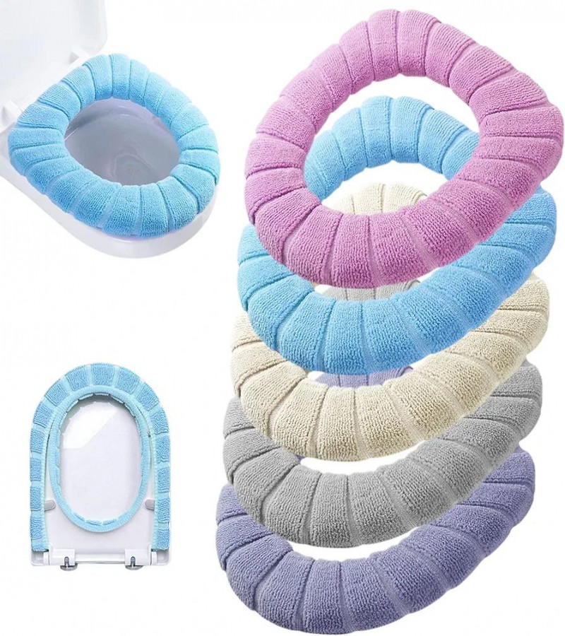 HOT DEALS NO1.1 Pack Thicker Bathroom Toilet Seat Cover Pads- Soft Warmer Toilet Seat Cushion Cover Stretchable Washable Fiber Cloth