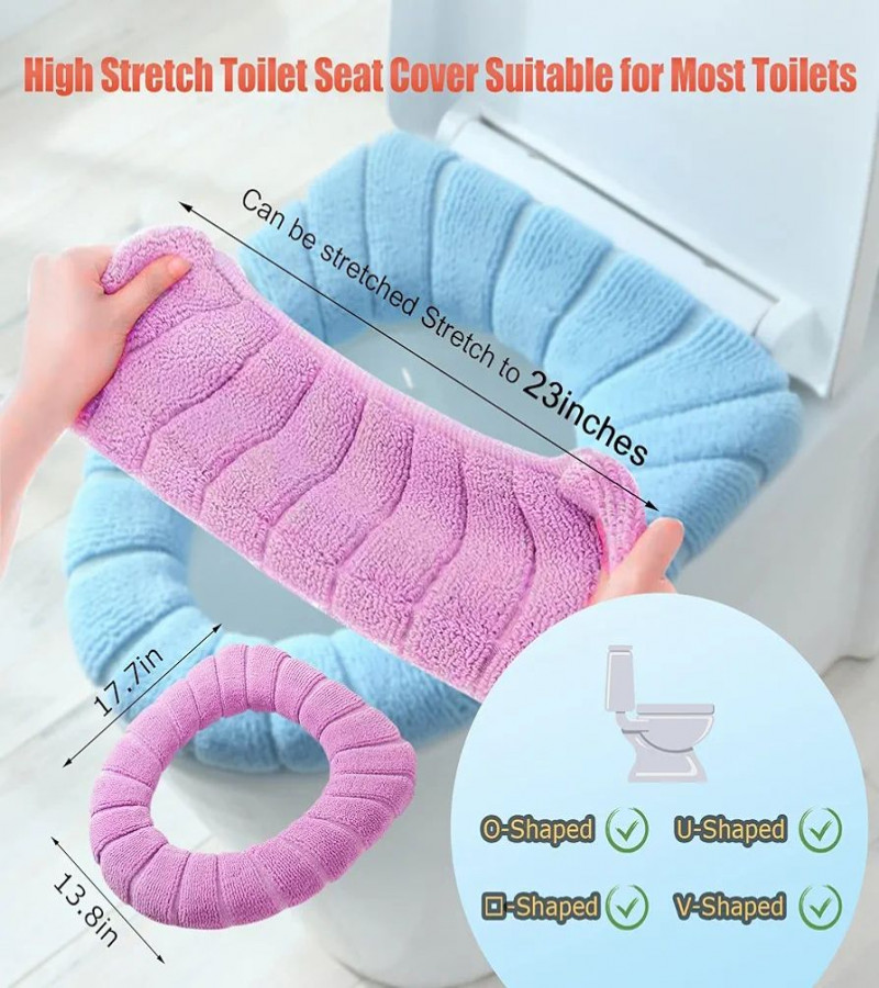 HOT DEALS NO1.1 Pack Thicker Bathroom Toilet Seat Cover Pads- Soft Warmer Toilet Seat Cushion Cover Stretchable Washable Fiber Cloth
