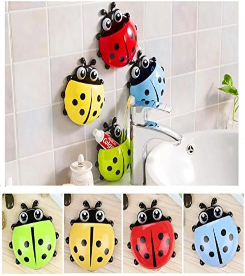 HOT DEALS NO1.1 Pieces Creative Cute Cartoon Ladybug Kids Wall Suction Cup Mount Toothbrush Toothpaste Holder and Storage Organizer only 249