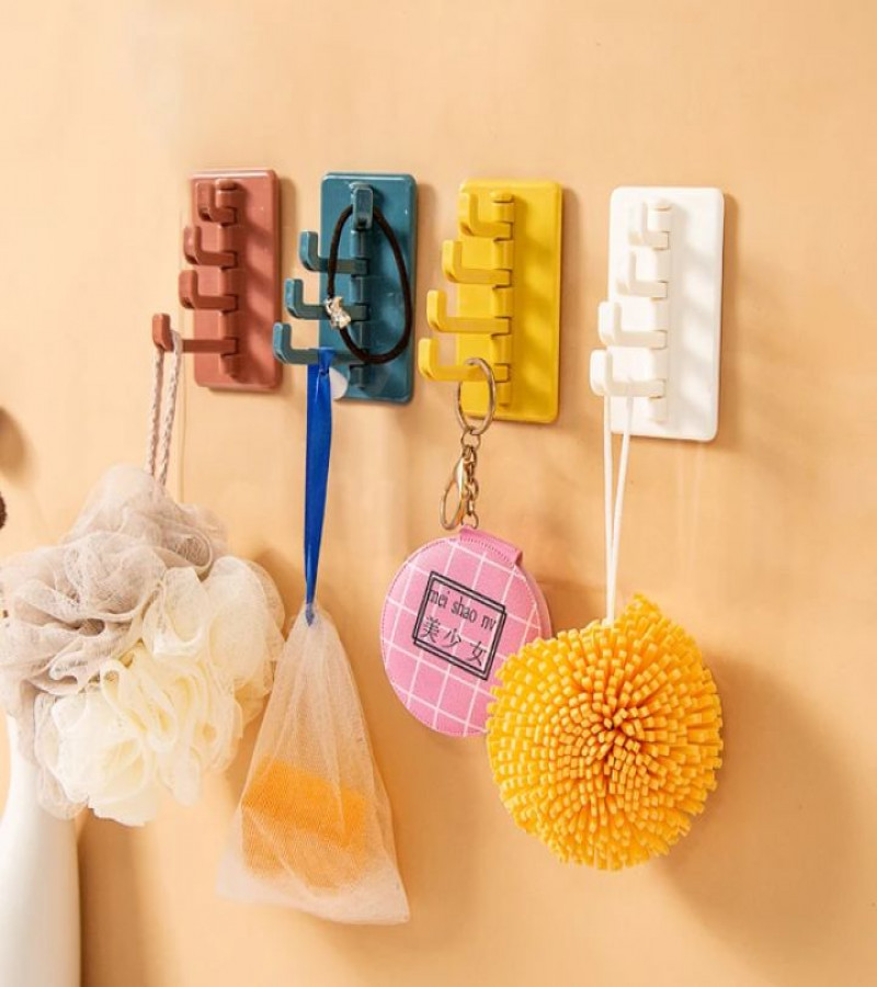 HOT DEALS NO1.1pc Four Branch Rotatable Seamless Adhesive Strong Bearing Stick Hook Wall Hole-Free Hanger Bathroom Kitchen Supplies
