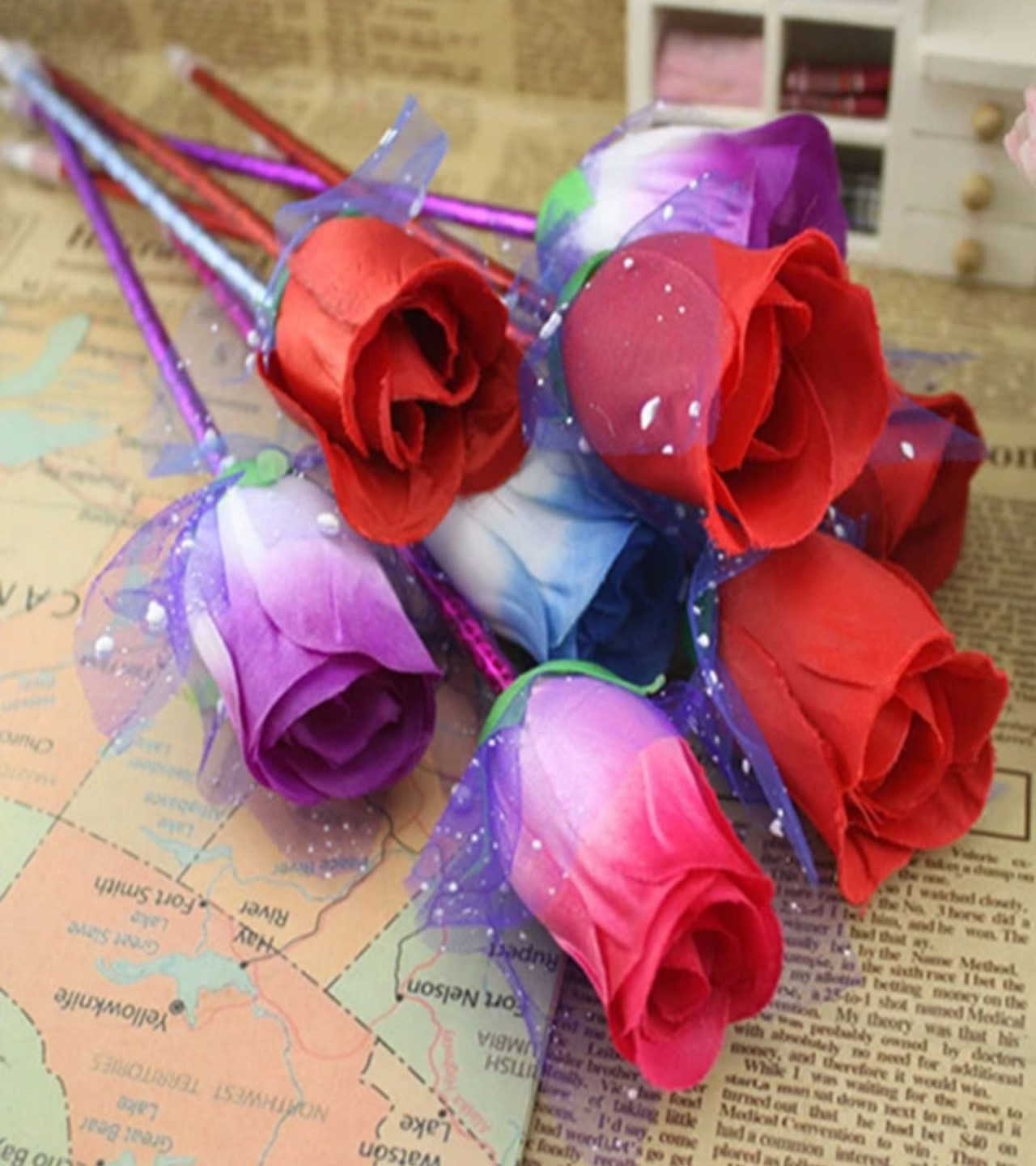 HOT DEALS NO1.1PC Pieces/Set Of New Artificial Flowers Rose Ball Pen Valentine'S Day Gift Gift Rose Decoration Desk Couple Ballpoint Penonly 149
