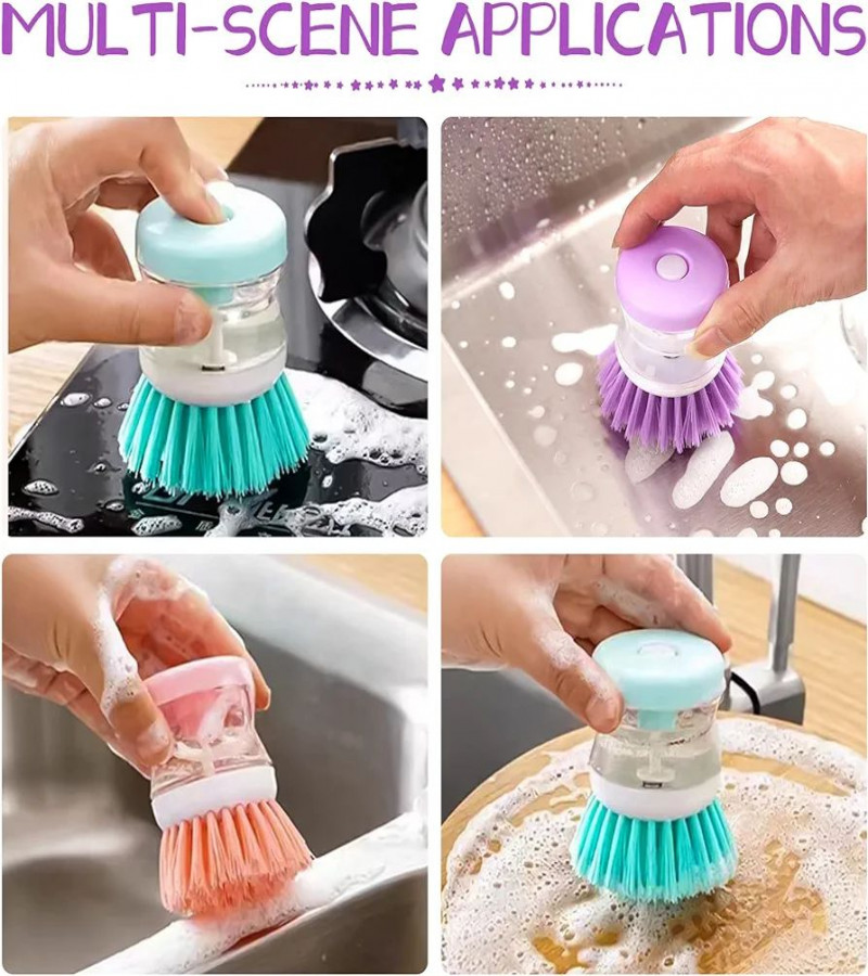 HOT DEALS NO1.1PC Soap Dispensing Dish Brushes Set Press Type Washing Up Brush with Liquid Dispenser Durable Palm Washing up Brushes