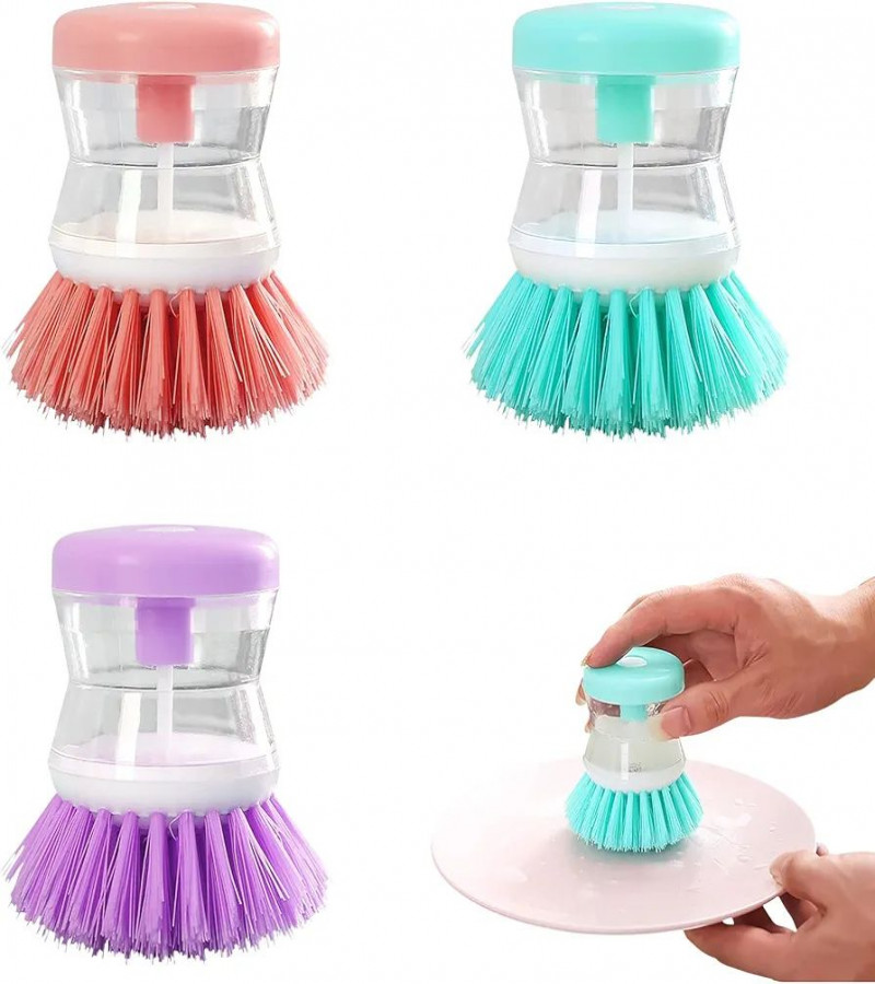 HOT DEALS NO1.1PC Soap Dispensing Dish Brushes Set Press Type Washing Up Brush with Liquid Dispenser Durable Palm Washing up Brushes