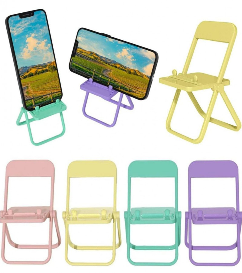 HOT DEALS NO1.1PCs Mini Chair Shape Cell Phone Stand Foldable Universal Candy Color Mobile Phone Holder Multi-Angle Cradle for Desk